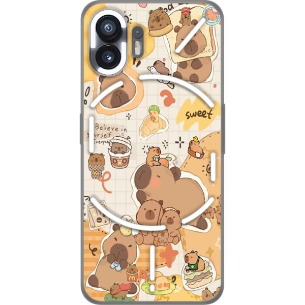Nothing Phone (2) Läpinäkyvä kuori Kawaii capybara mobilskal med gulliga djurmotiv