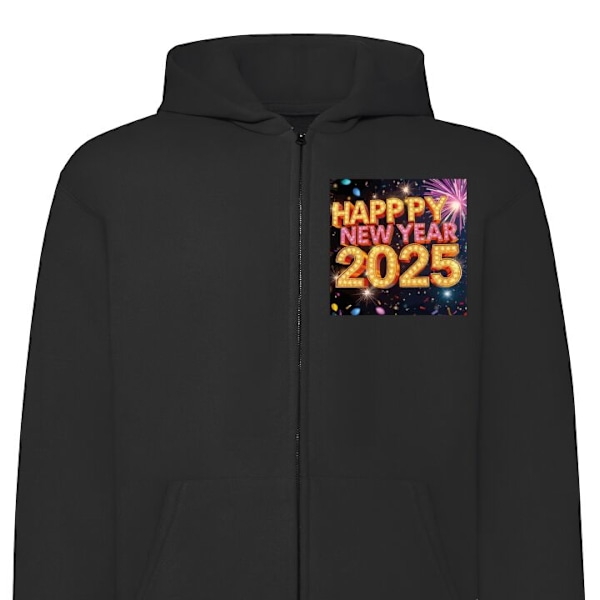 Zip-Hoodie | Huvtröja med Dragkedja för Vuxna Gott Nytt År svart L