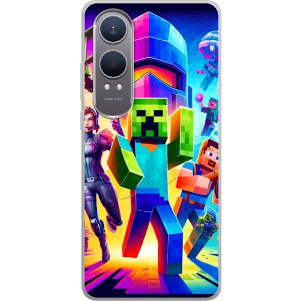 OnePlus Nord CE4 Lite Gennemsigtig cover Fortnite vs Minecraft