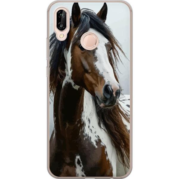 Huawei P20 lite Genomskinligt Skal Häst Djurmotiv Grafisk Design Natur Kraftfullt Motiv Populär Väggkonst Djurtema Ridning
