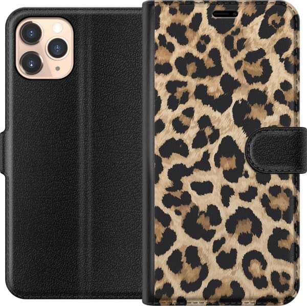 Kompatibel Tegnebogsetui til Apple iPhone 11 Pro Brune leopardpletter brun