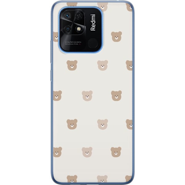 Xiaomi Redmi 10C Läpinäkyvä kuori Teddy-tausta - söpöt teddykarhut pehmeällä taustalla