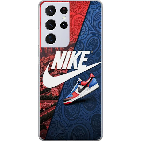 Samsung Galaxy S21 Ultra 5G Läpinäkyvä kuori  Nike Logo Punainen Sininen Lenkkarit Tyyli Urheilu Muoti Suosittu Swoosh Kuviointi Harjoitusvaatteet