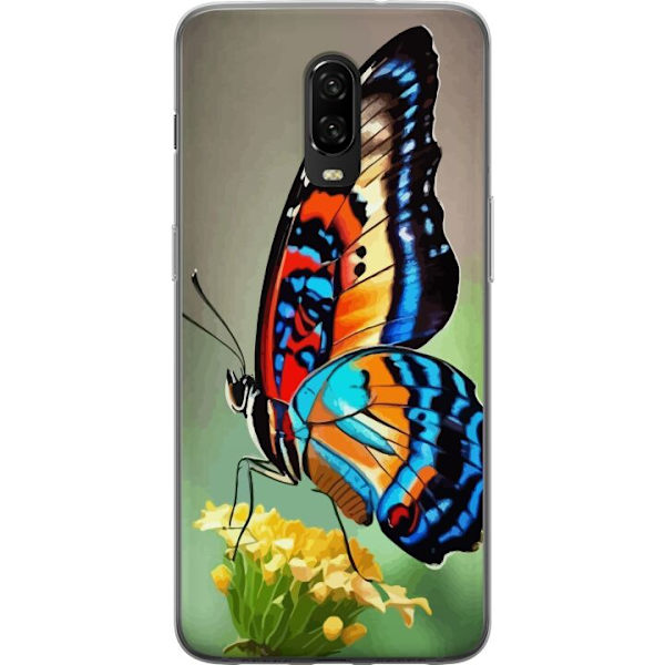 OnePlus 6T Genomskinligt Skal Fjäril Natur Sommar Motiv Vingar Färgstark Design Populär Dekor Grafiskt Exotiskt Tema