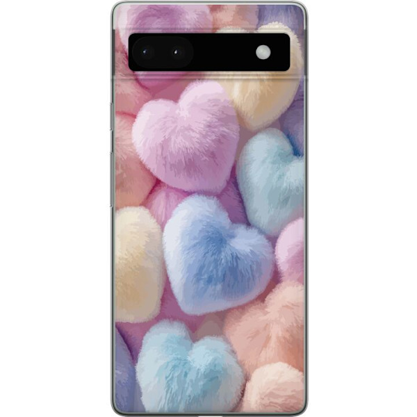 Google Pixel 6a Genomskinligt Skal Hjärtan Kärlek Grafisk Design Romantiskt Motiv Populärt Symbol Grafiskt Mönster Dekoration