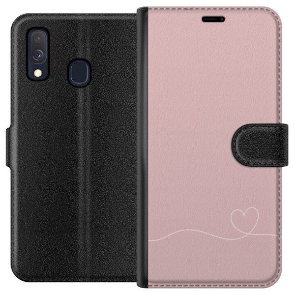 Samsung Galaxy A40 Tegnebogsetui Lyserød Hjerne Design