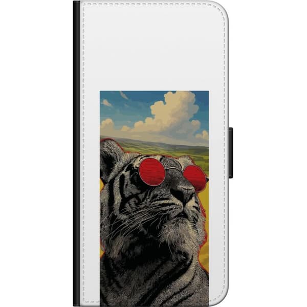 Kompatibel Tegnebogsetui til Samsung Galaxy Note9 Cool tiger med røde solbriller i pop kunststil grå