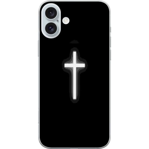 Kompatibel Mobilcover til Apple iPhone 16 Plus Lysande vitt kors sort