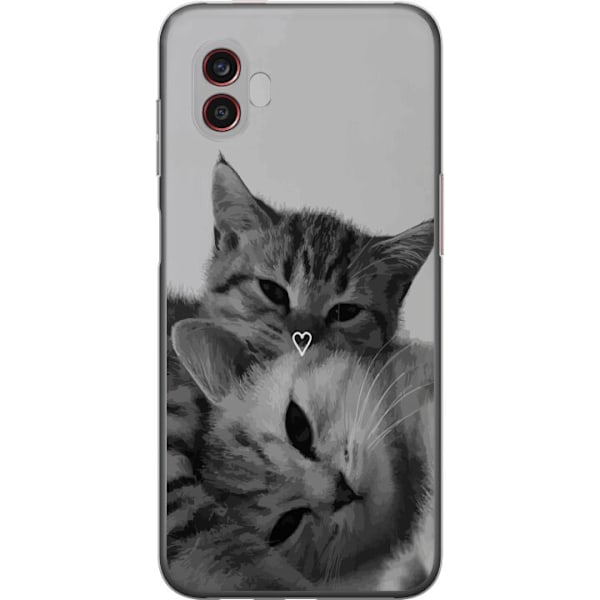 Samsung Galaxy Xcover6 Pro Gjennomsiktig deksel Katt Hjerte