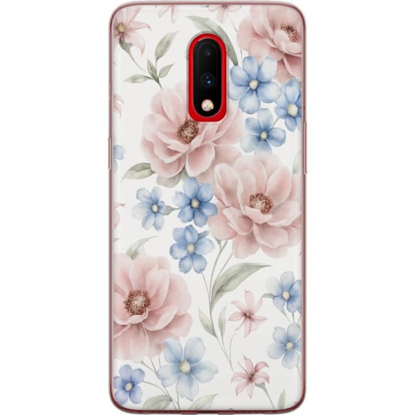 OnePlus 7 Läpinäkyvä kuori Romanttiset kukat
