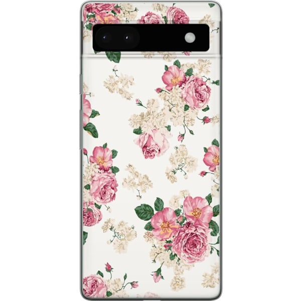 Google Pixel 6a Läpinäkyvä kuori Retro Kukkia