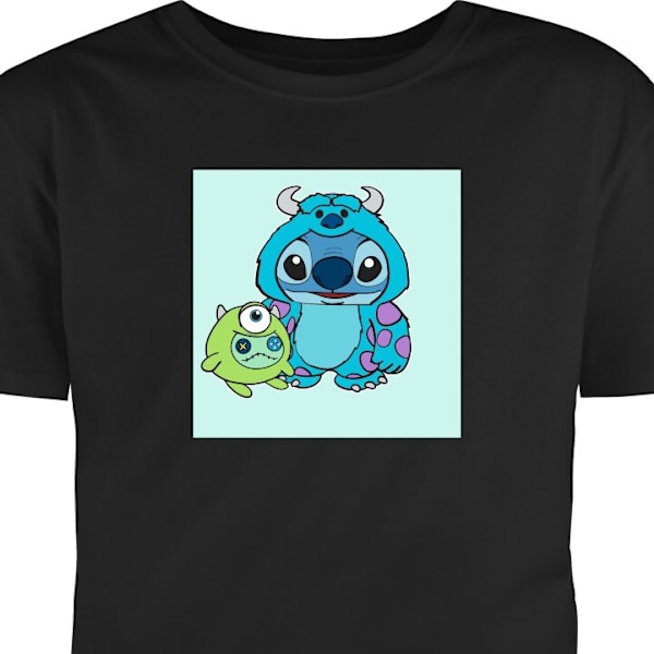 T-shirt til Voksen | Klassisk Voksen T-shirt Stitch Monsters, sort XL