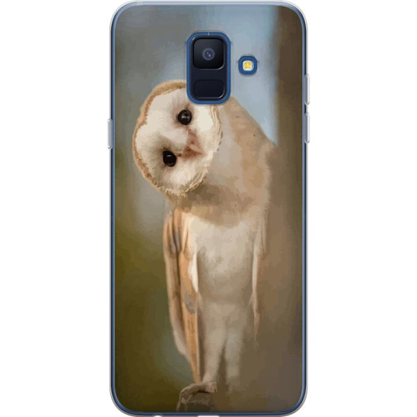 Samsung Galaxy A6 (2018) Genomskinligt Skal Uggla Nyfiken Blick Fågelmotiv Skog Natur Grafiskt Design Populärt Motiv Djur Tema Dekoration