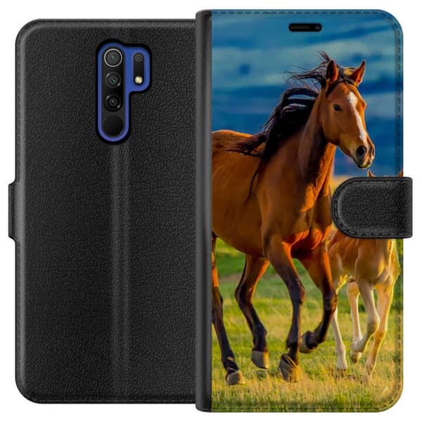 Kompatibel Tegnebogsetui til Xiaomi Redmi 9 Løbende heste