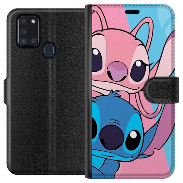 Samsung Galaxy A21s Lompakkokotelo Stitch & Angel