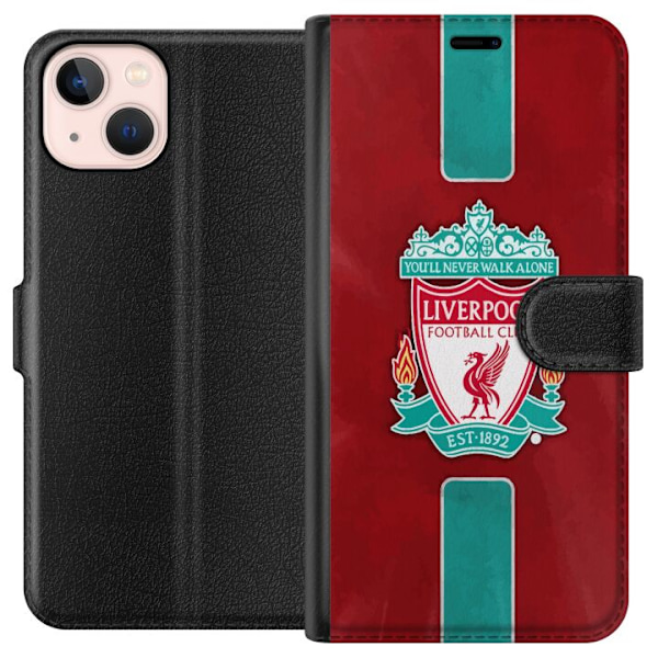 Apple iPhone 13 Tegnebogsetui Liverpool FC - Klassisk Fodboldstolthed i Rødt