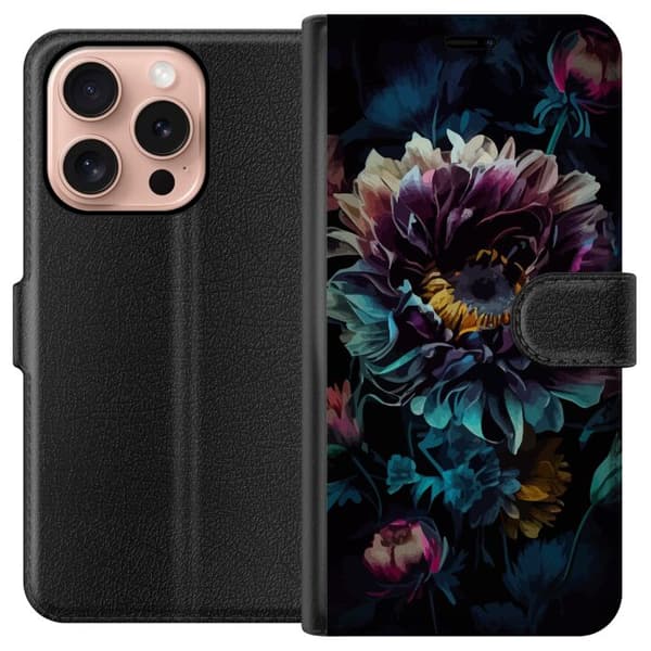 Kompatibel Tegnebogsetui til Apple iPhone 16 Pro Blomster