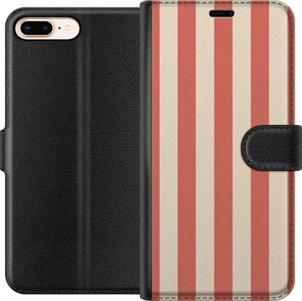 Kompatibel Tegnebogsetui til Apple iPhone 7 Plus Koralfarvede striber orange