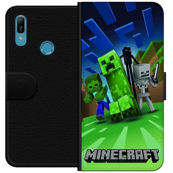 Huawei Y6 (2019) Lompakkokotelo Minecraft Creeper mobilskal i klassisk grön pixelstil