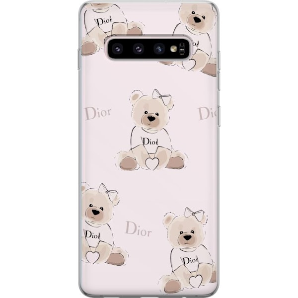 Samsung Galaxy S10+ Läpinäkyvä kuori Teddy Dior Vibes - ylellinen nalle muotityyliin