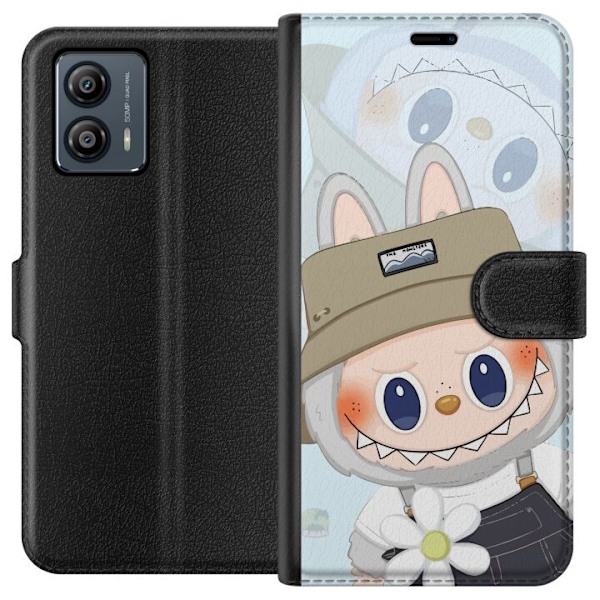 Motorola Moto G53 Lompakkokotelo Labubu hattuineen - Pop Mart -hahmo Mr. Butcher retrotyylillä ja luonteella
