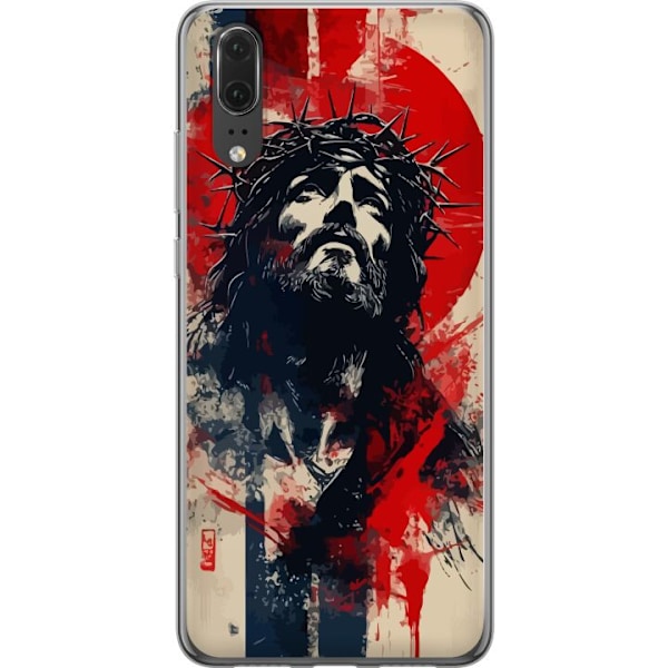 Huawei P20 Läpinäkyvä kuori Jeesus ristillä - kristillinen aihe vahvalla symboliikalla uskosta ja toivosta