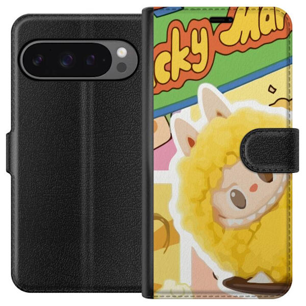 Google Pixel 9 Pro XL Tegnebogsetui Labubu Wacky Mart Pop Mart Serie Samlerfigur Sød Design Populært Motiv Figurserie Kreativ Kunst Leksak