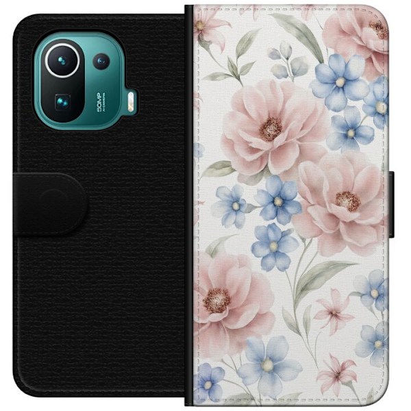Xiaomi Mi 11 Pro Lompakkokotelo Romanttiset kukat