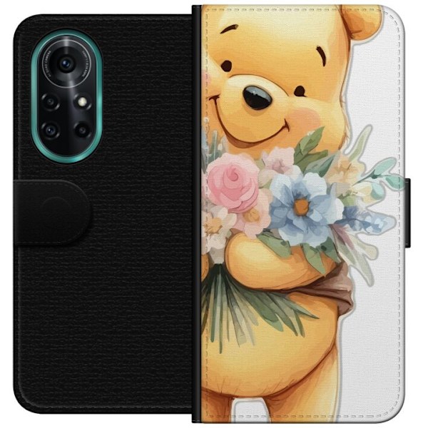 Huawei nova 8 Pro Tegnebogsetui Nalle Puh med blomster - klassisk børnefavorit i en blomstrende forårs miljø