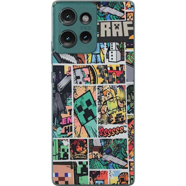 Motorola Edge 50 Läpinäkyvä kuori Minecraft Taide