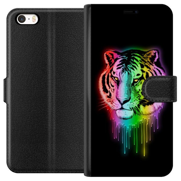 Apple iPhone 5 Tegnebogsetui Neon Tigeren