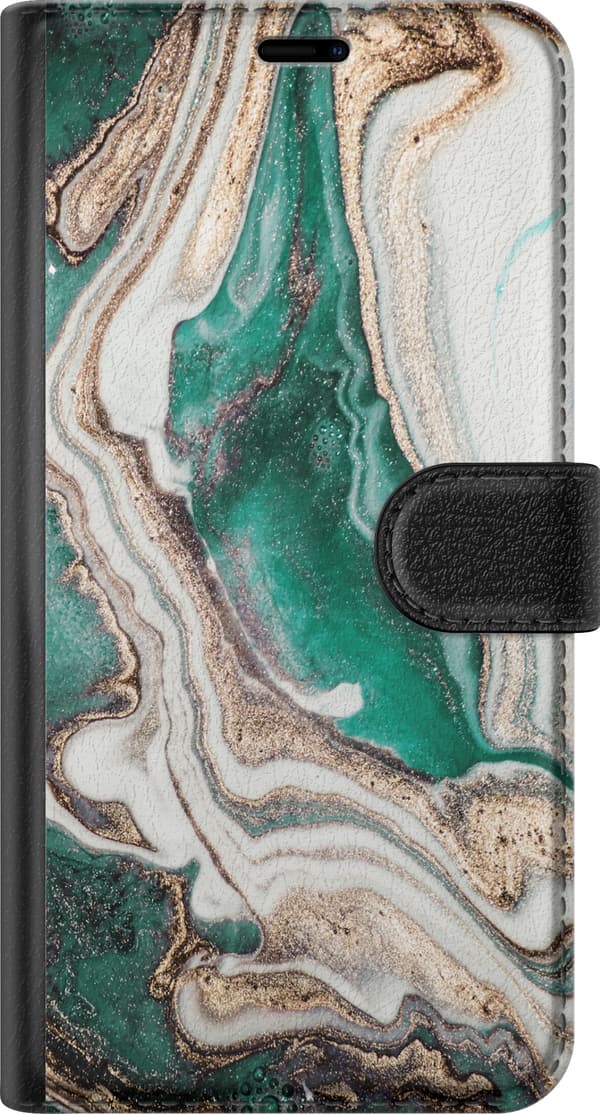 Kompatibel Tegnebogsetui til Apple iPhone 11 Grøn/Guld marmor
