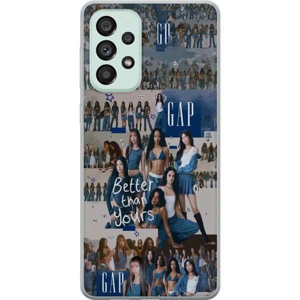 Kompatibelt Mobildeksel til Samsung Galaxy A73 5G KATSEYE denim collage blå