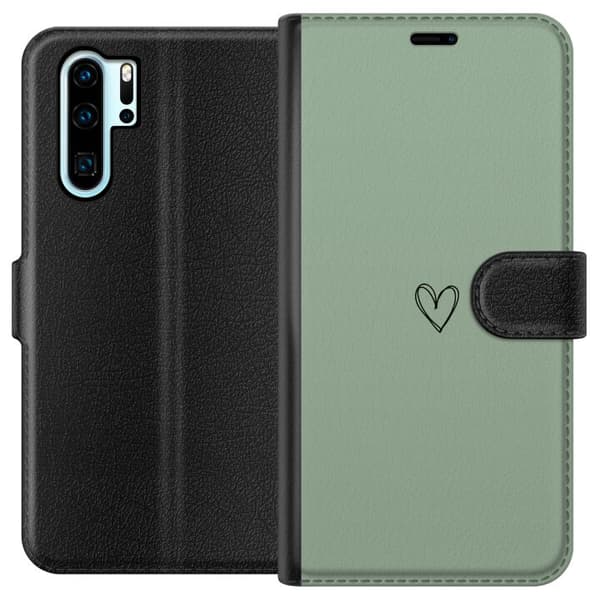 Kompatibelt Lommeboketui til Huawei P30 Pro Hjerte Grønt