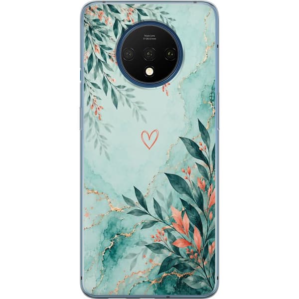 Kompatibelt Mobildeksel til OnePlus 7T Korallblad turkis