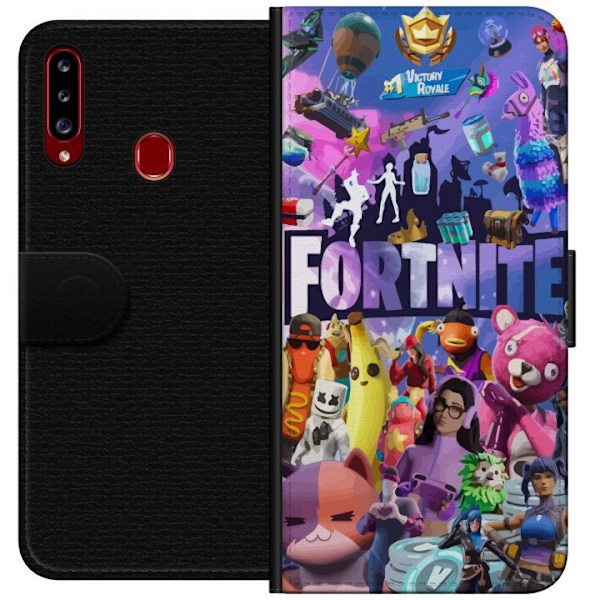 Samsung Galaxy A20s Tegnebogsetui Fortnite Skins Emotes Battle Royale Karakterer Gamer Gamingtema Fed Børn Unge