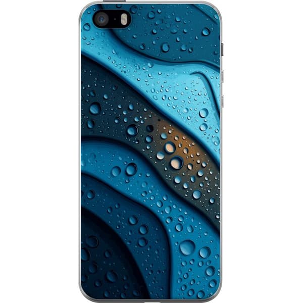 Kompatibelt Mobildeksel til Apple iPhone 5s Blå abstrakte bølger med glitrende vanndråper i moderne grafisk design blå