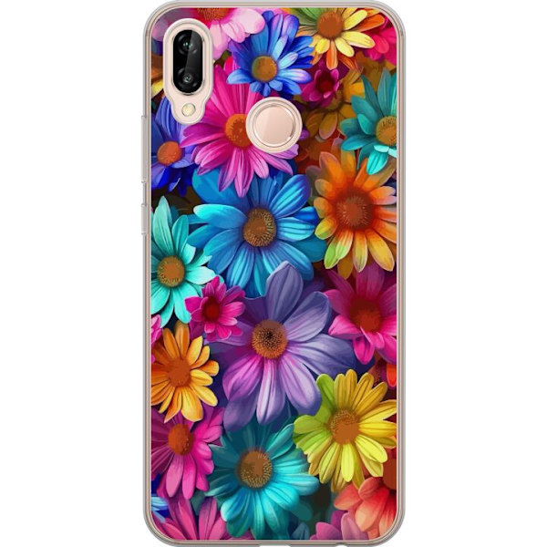 Huawei P20 lite Genomskinligt Skal Gerbera Blommor Färgglad Dekor Blommotiv Populärt Heminredning Färg Rik Väggkonst Design