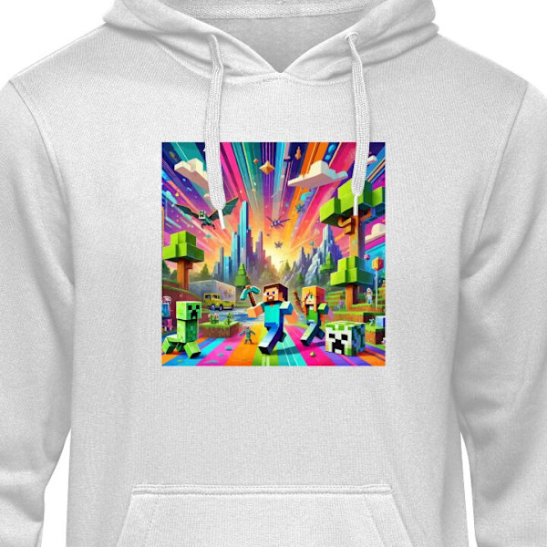 Hoodie til Voksen | Behagelig Hættetrøje Fortnite vs Minecra grå XL