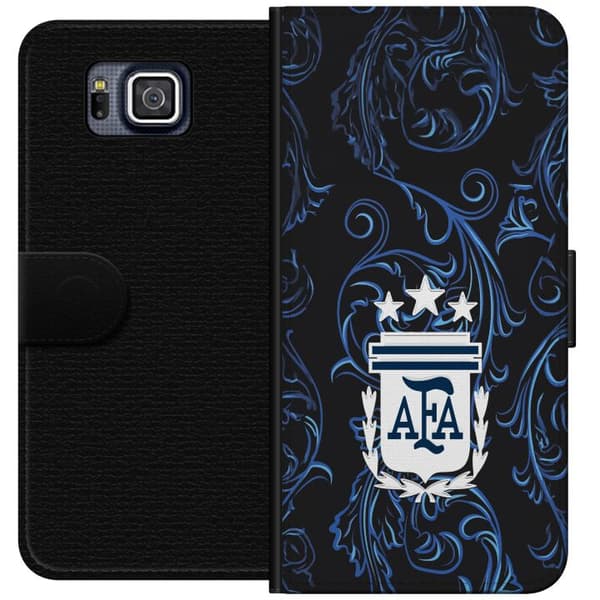 Kompatibel Tegnebogsetui til Samsung Galaxy Alpha Argentinas AFA-emblem på mørkeblå ornamental baggrund blå