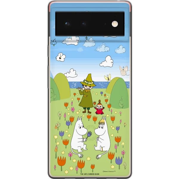 Kompatibelt Mobilskal till Google Pixel 6 Mumin i blomsteräng grön