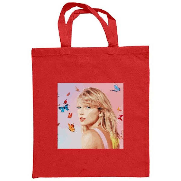 Kangaskassi | Kestävä Ostoskassi Kangasta Taylor Swift Perhosia Punainen one size