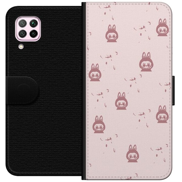 Huawei P40 lite Lompakkokotelo Labubu Neon Pop - Neonvärinen pop art hirviö