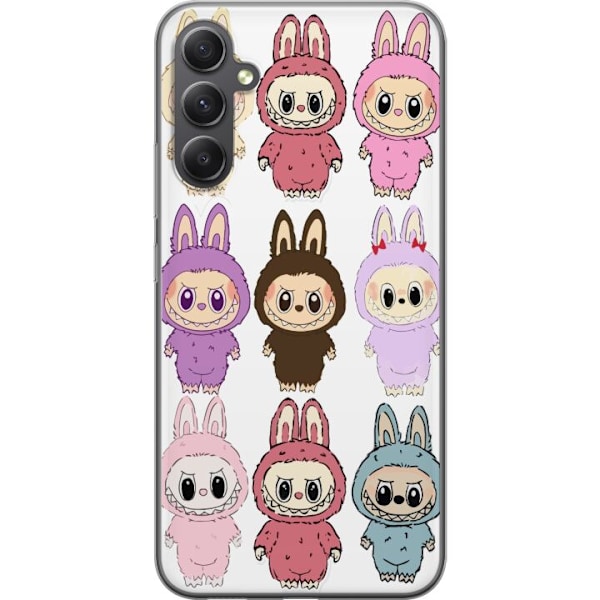 Samsung Galaxy A24 4G Genomskinligt Skal Labubu Pink Monster – Popkonst med Kawaii-touch