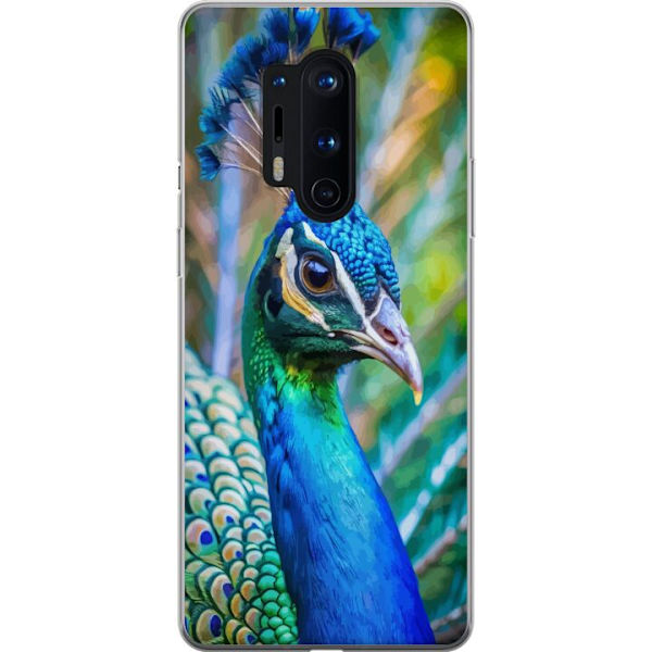 OnePlus 8 Pro Läpinäkyvä kuori Pavun Sulat Värikäs Design Lintuaihe Eksoottinen Graafinen Suunnittelu Luonto Ylellinen Koristelu