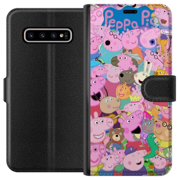 Kompatibelt Lommeboketui til Samsung Galaxy S10+ Greta Gris