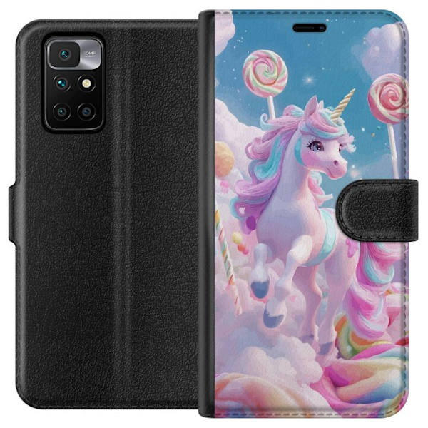 Xiaomi Redmi 10 Plånboksfodral Enhörning Candy Pastell Kawaii Motiv Söt Populär Färg Grafiskt Trend Barn Motiv Fantasy Art