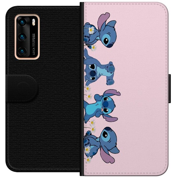 Huawei P40 Plånboksfodral Stitch Skratt & Bus – Perfekt för Mobilskal eller Poster