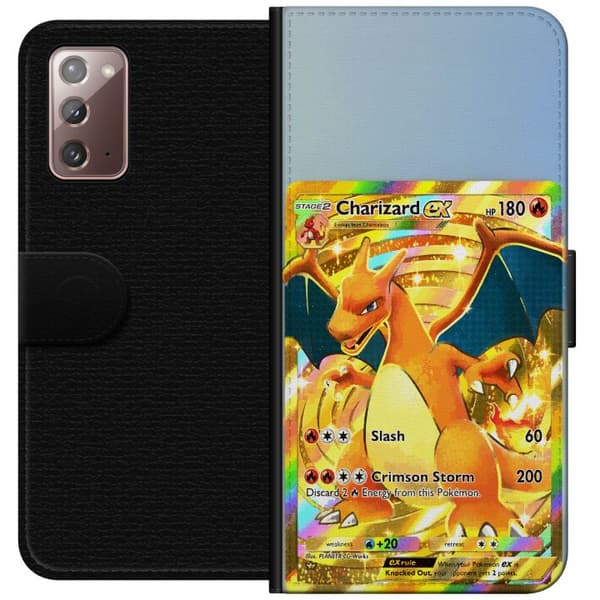 Kompatibel Tegnebogsetui til Samsung Galaxy Note20 Gylden Charizard EX samlerkort med regnbueeffekter guld