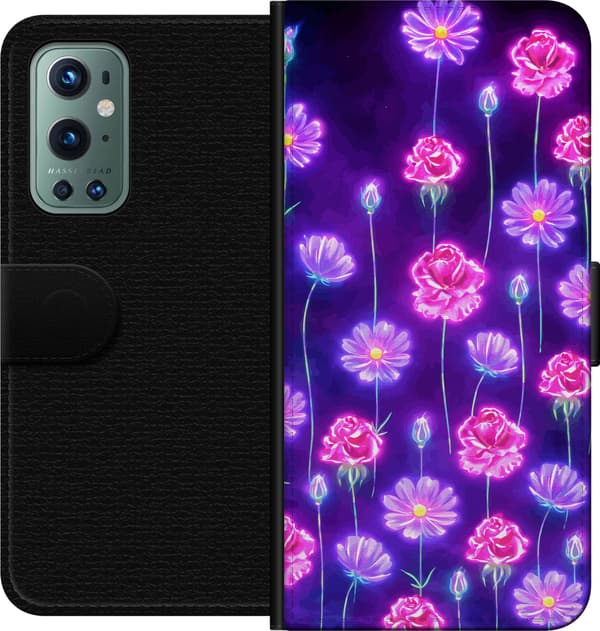 Kompatibelt Lommeboketui til OnePlus 9 Pro Blomstring Dagdrøm Elektriske kronblader